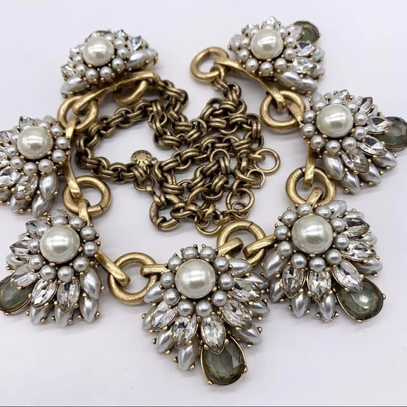 J. Crew Pearl and Jeweled Clusters Necklace - Picture 2 of 4